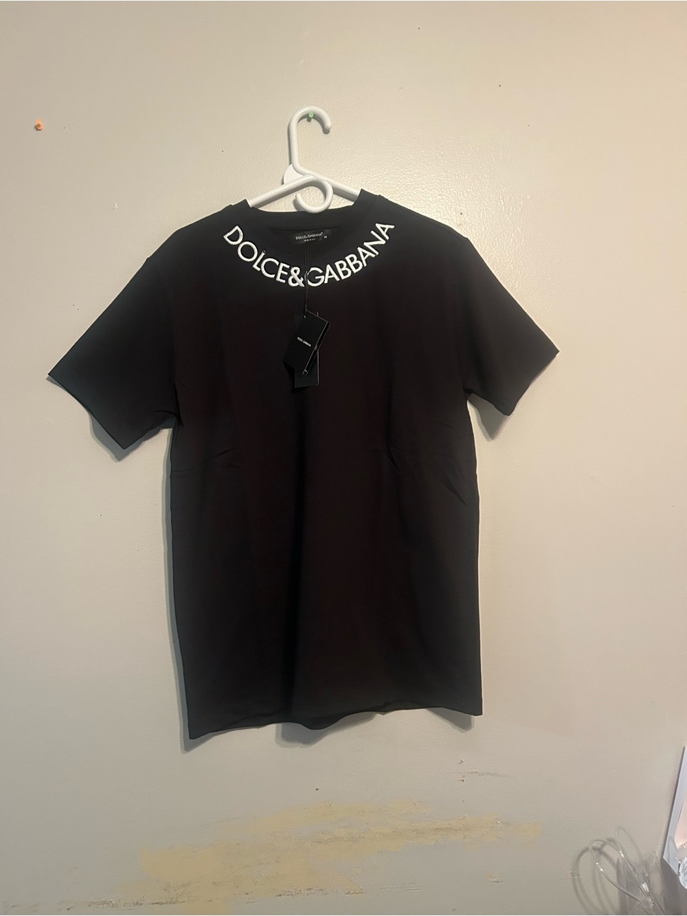 Dolce & Gabbana Black Crewneck T-Shirt with White Neck Logo